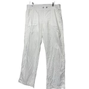 Athleta Women's Retreat Linen Wide Leg Pants White Calla‎ Lily | Sz 14